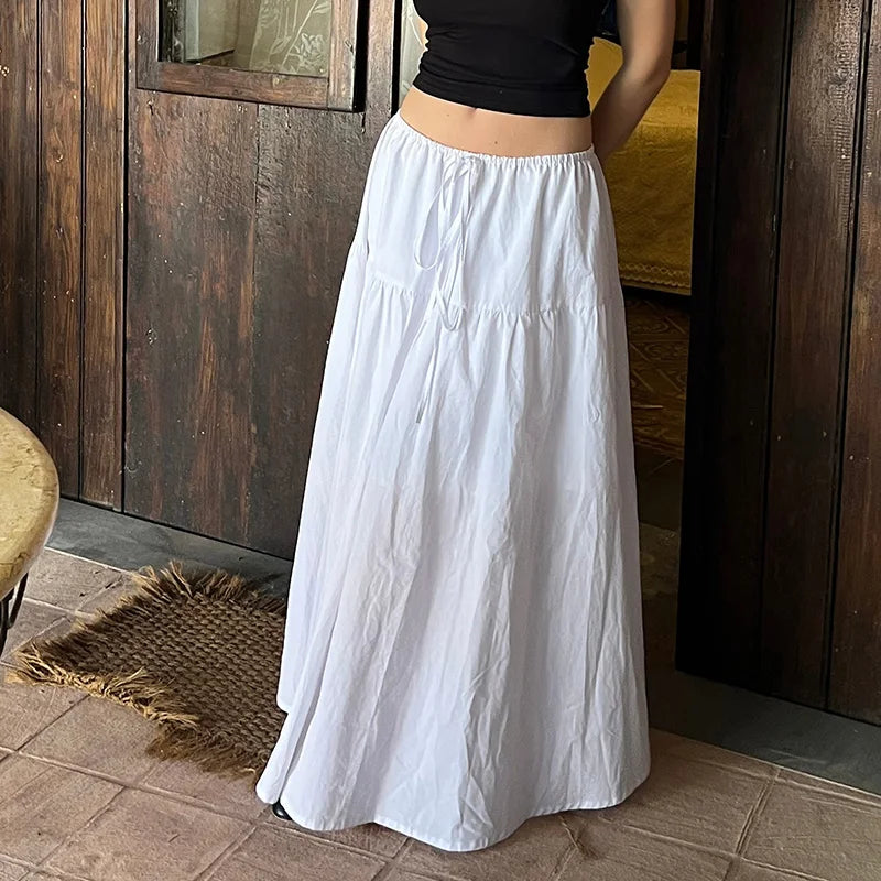 Tie Up Waist Elastic Drawstring Skirts
