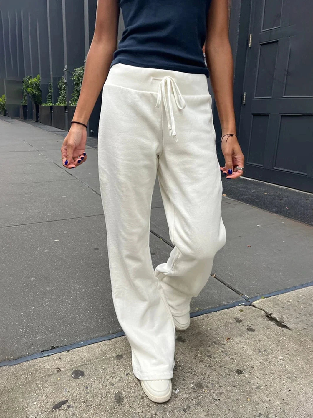 High Waist Raw Hem Trousers