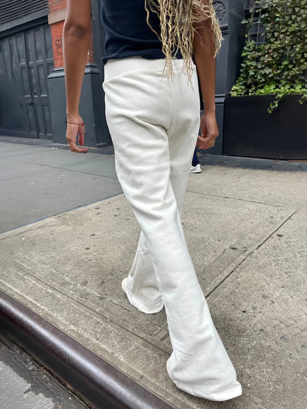 High Waist Raw Hem Trousers